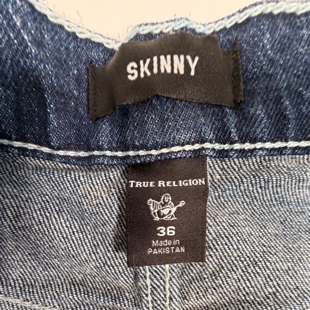 True Religion Men Skinny Jeans Dark Wash Denim Y2K Minimalist Blue 36x32 - Picture 4 of 10